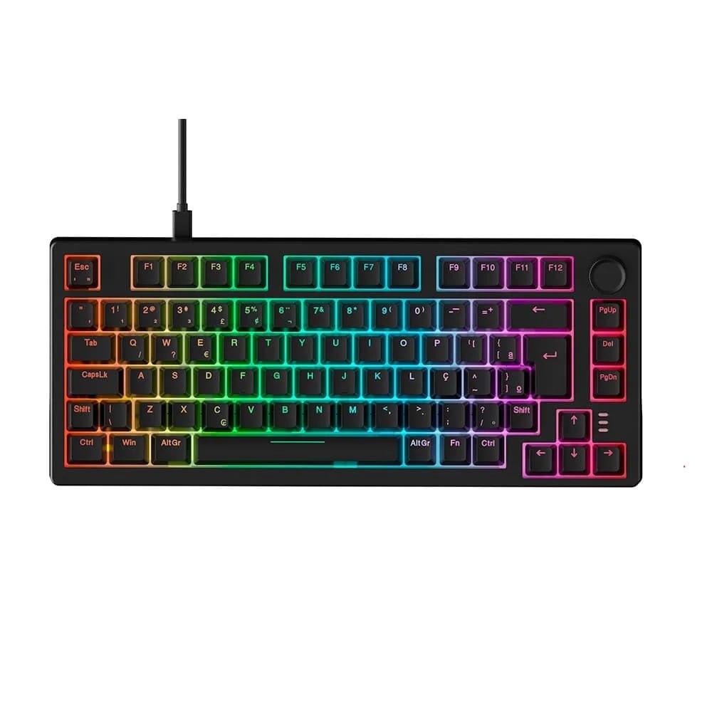Teclado Sem Fio Mecânico Gamer Husky Nomadic, RGB, Switch Gateron G Pro, ABNT2