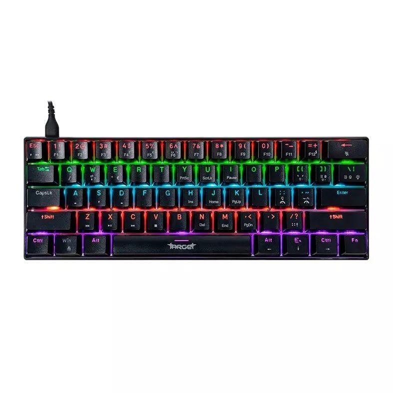 Teclado Mecanico Gamer TGT Sherman Compacto, Rainbow, ABNT2, Switch Azul, Preto