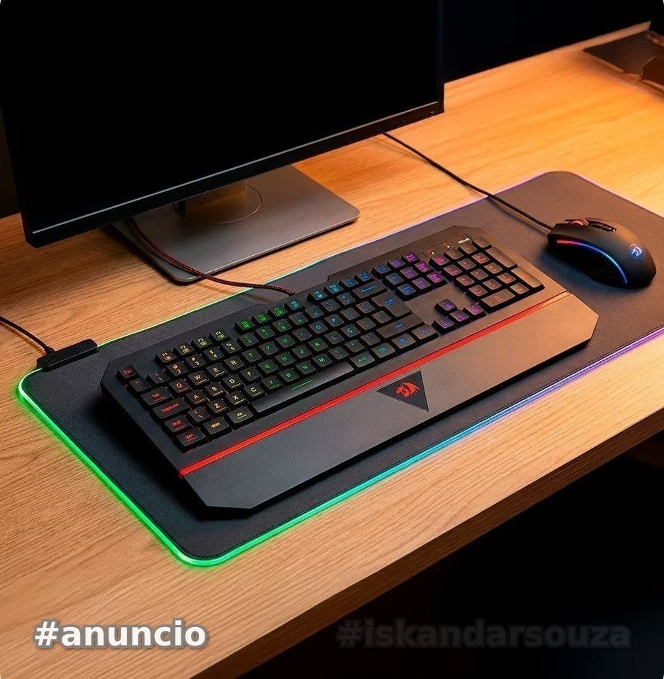 Teclado Gamer Membrana Redragon Karura 2 RGB ABNT2 Preto - K502RGB, UNICO