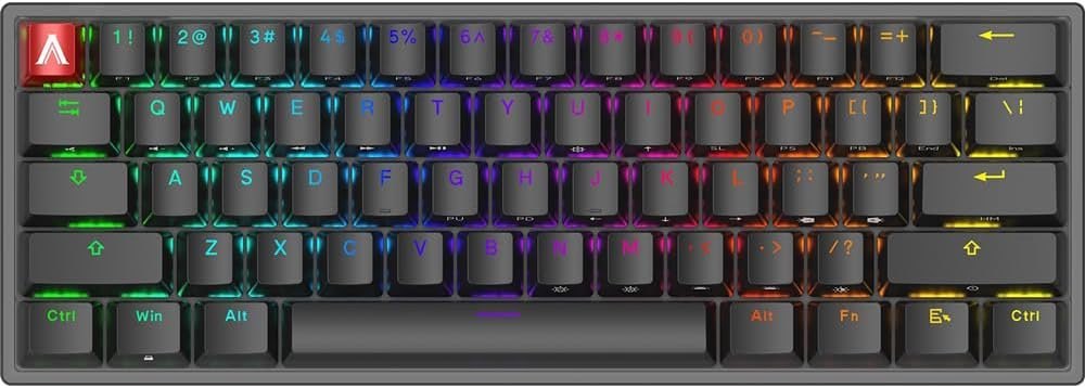 Teclado Mecânico Gamer AGON AGK600 Cherry MX Red Switch Hot-Swappable US RGB 360 com design 60 ultracompacto