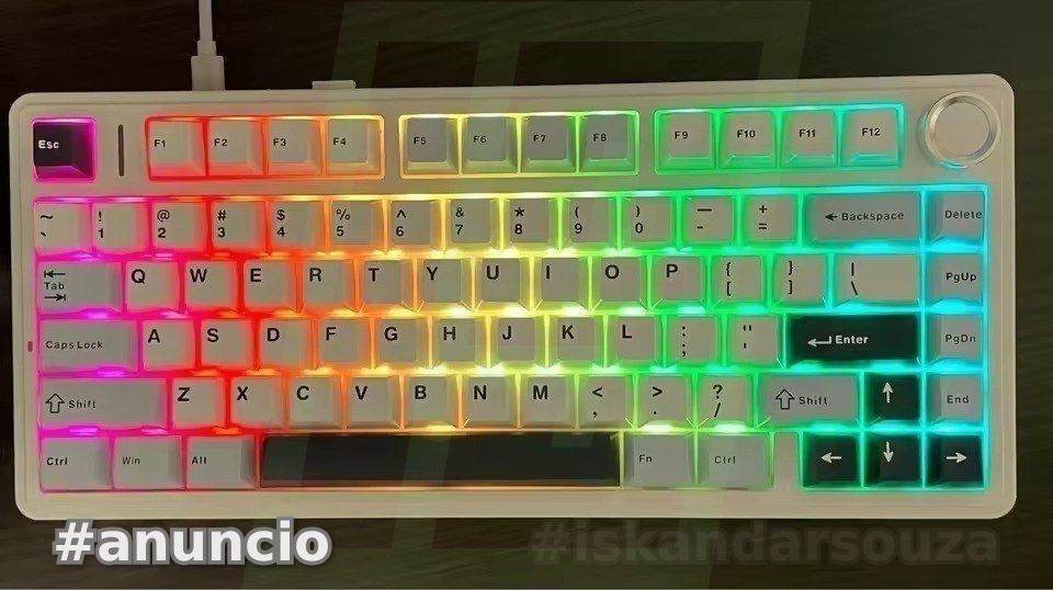 Teclado Mecânico AULA F75 Azul Glacial 75 Sem Fio BT5.02.4GHzUSB-C Hot-Swappable RGB