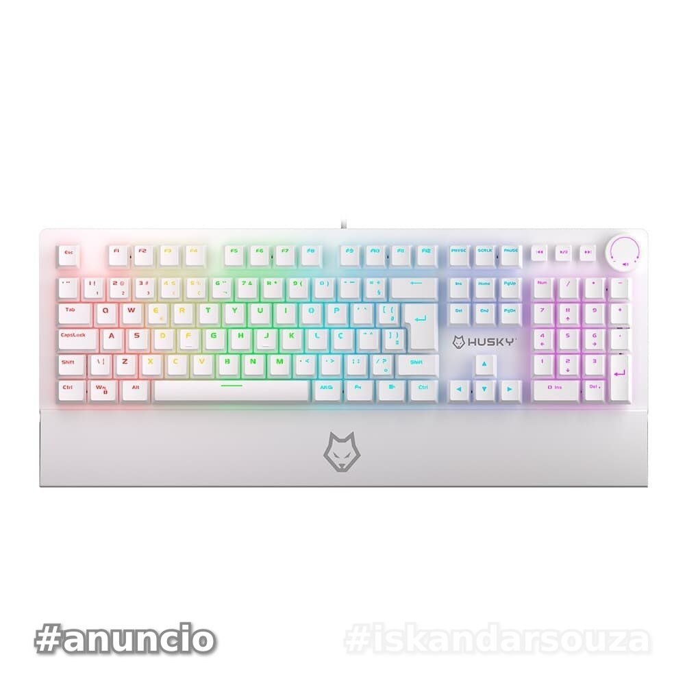 Teclado Mecânico Gamer Husky Anchorage Full Size, RGB, Switch Gateron EF Red, ABNT2, Branco - HTG200BRVR