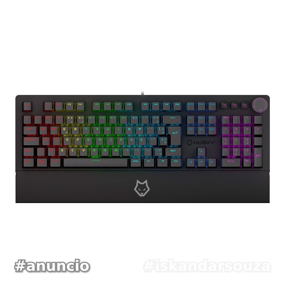 Teclado Mecânico Gamer Husky Anchorage Full Size, RGB, Switch Gateron EF Brown, ABNT2, Preto - HTG200PTMA
