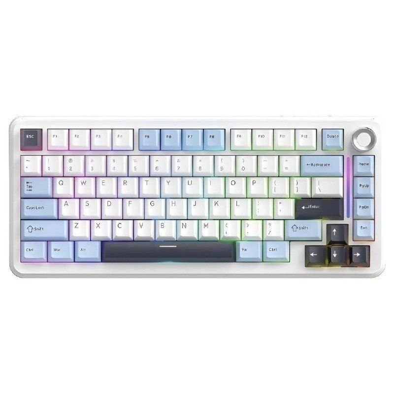 Teclado Mecanico Gamer F75 Sem Fio Tri Mode Rgb Free Wolf Glacier Blue