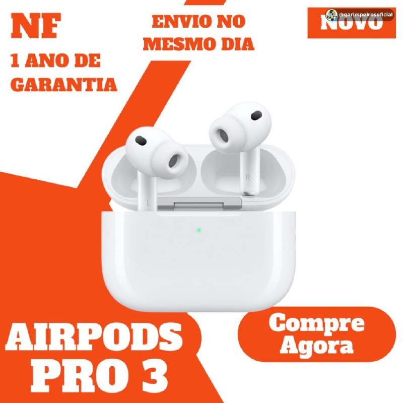 Fones Apple AirPods Pro 3  Cancelamento Ativo de Ruído  Novo Original com Nota Fiscal