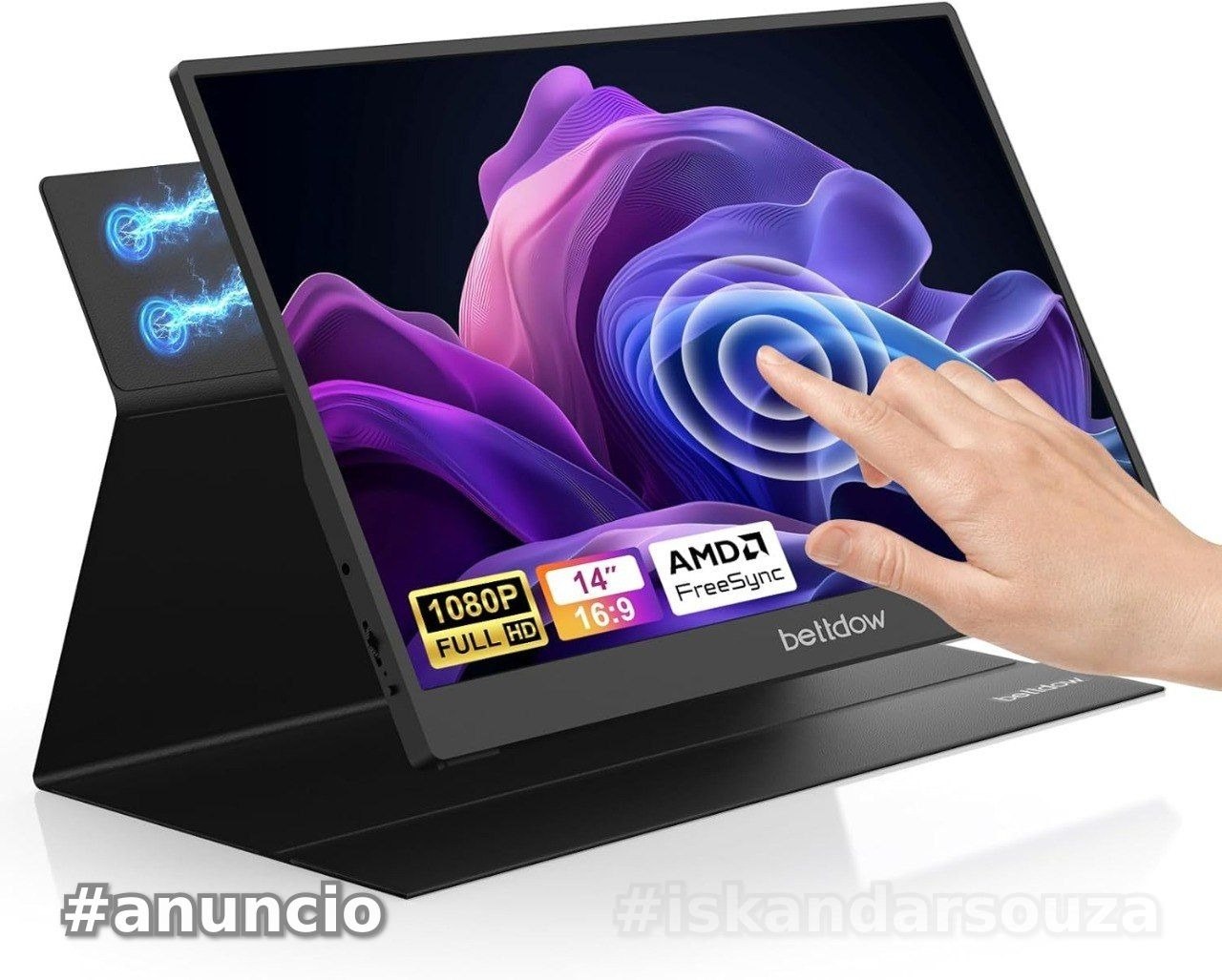 Bettdow Monitor Portatil Touchscreen 14, FHD 1080P Monitor Portátil Conectado Com USB C DuplaHDMI, IPS Extensor De Tela para Notebook com VESA e Funda Inteligente magnético, Plug and Play 14