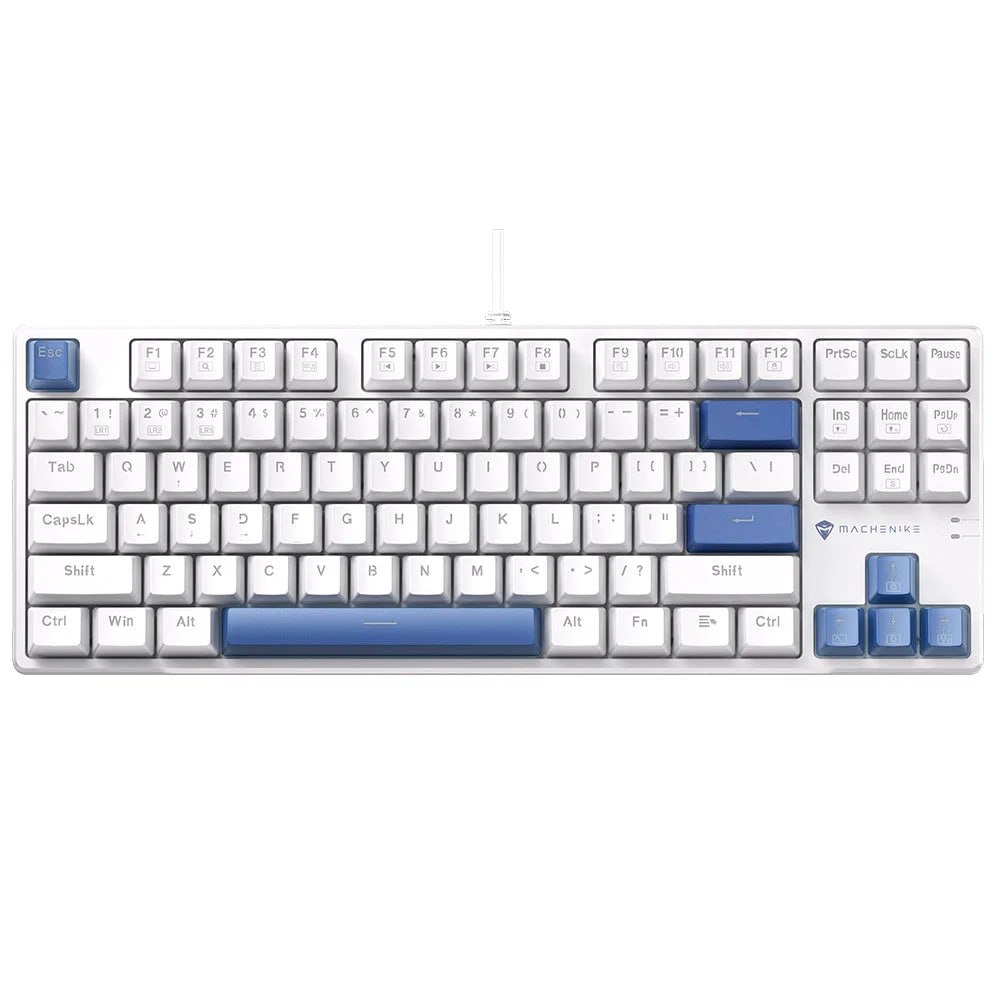 Teclado Mecânico Gamer Machenike K500B-B87 RGB, Switch RED, Layout 80, Usb-C, Abnt2, Branco E Azul - REF JJ02GZ009