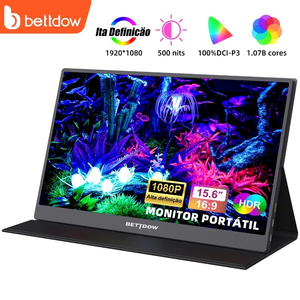 BETTDOW Monitor Portátil para laptop 15.6 19201080p 4k fhd ips monitor portátil para ipadpcmactelefoneswitchps4