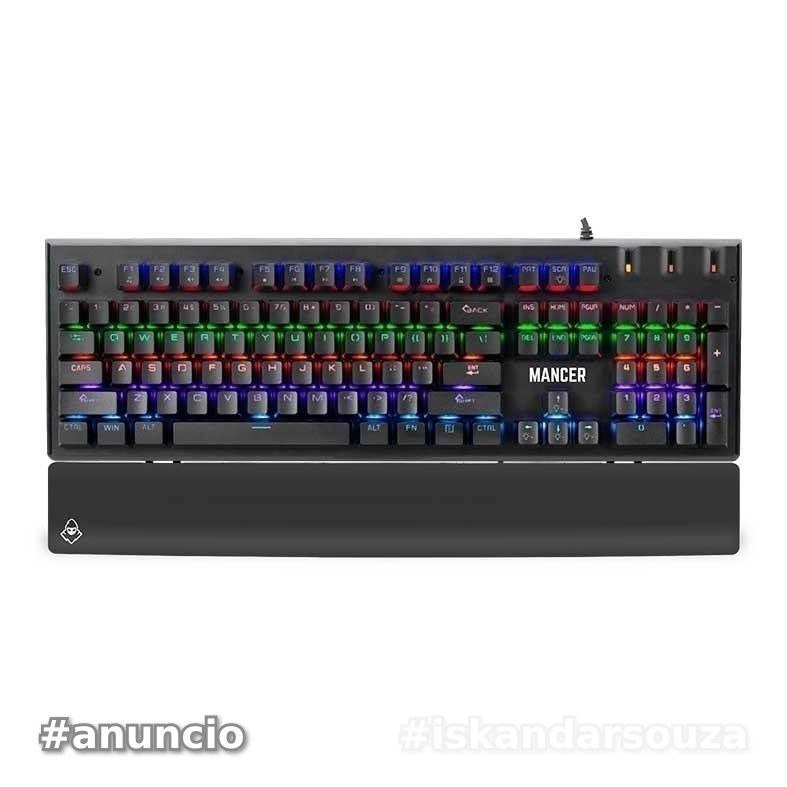 Teclado Mecanico Mancer Tharix, Rainbow, ABNT2, Switch Vermelho, Preto, MCR-THX-RBW01