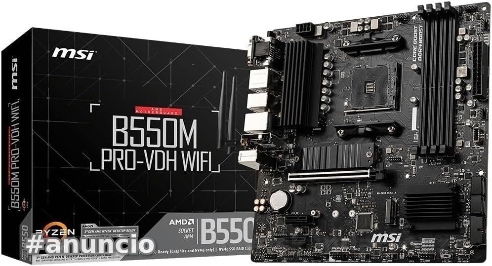 Placa-Mãe MSI B550M PRO-VDH WIFI AM4 mATX  Suporte Ryzen, DDR4, Wi-Fi Integrado, M.2 NVMe, HDMIDPVGA, USB 3.2, Ideal para PC Gamer e Profissional