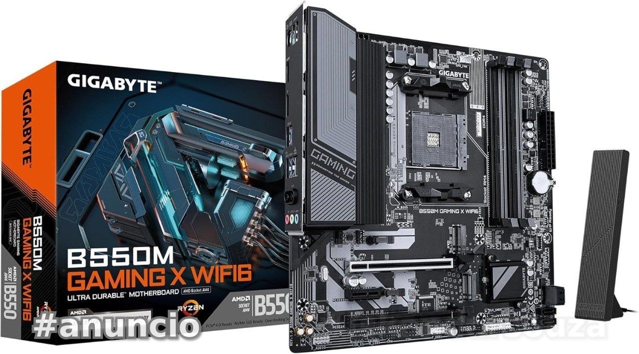 GIGABYTE Placa-mãe B550M Gaming X WIFI6 - CPU AMD Ryzen 5000, 53 fases VRM, até 3200MHz DDR4, 1xPCIe 4.0  1xPCIe 3.0 M.2, Wi-Fi 6, LAN 1GbE, USB 3.2 Gen 1