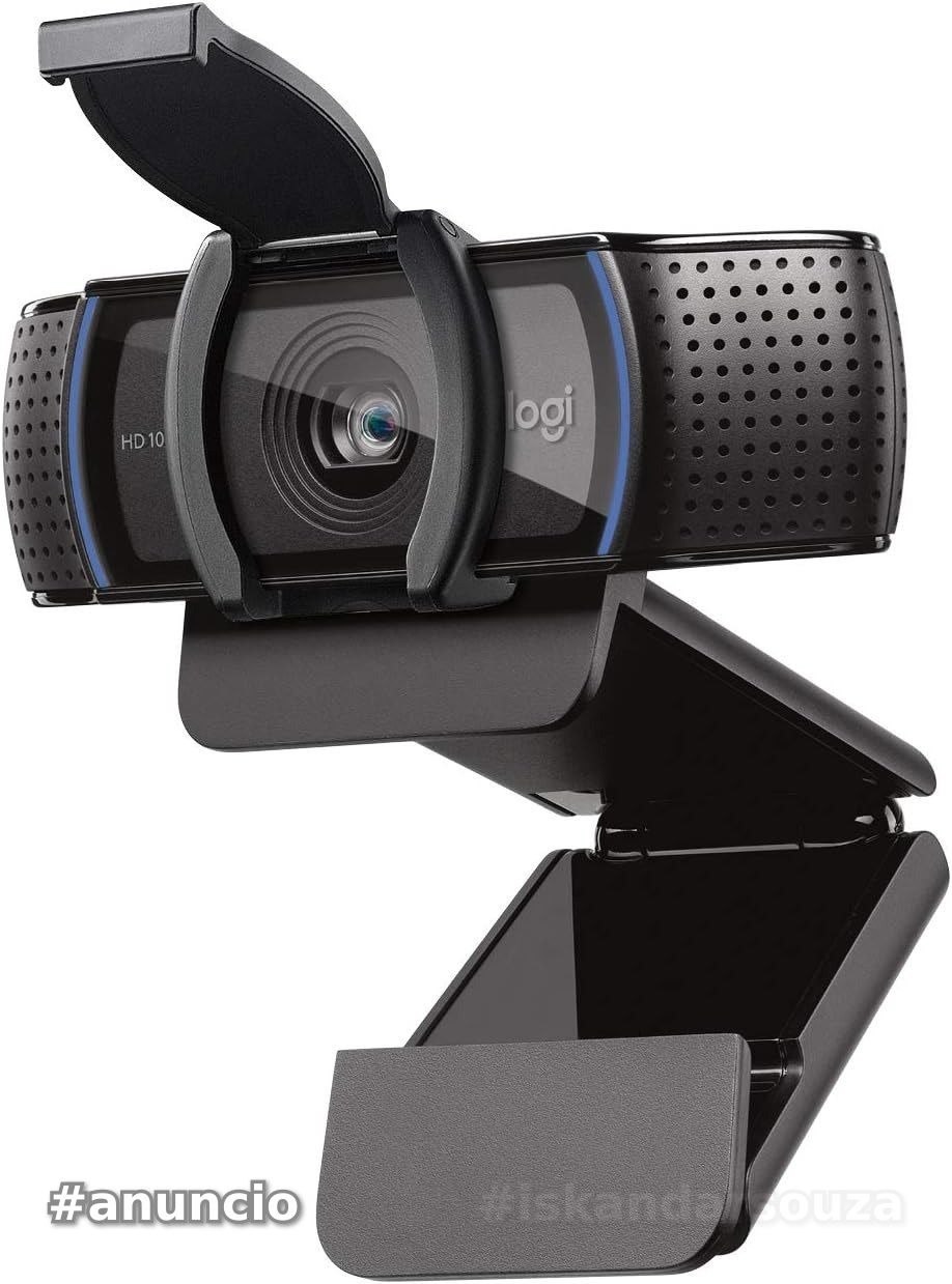 Webcam Full HD Logitech C920s com Microfone Embutido e Proteção de Privacidade para Chamadas e Gravações em Video Widescreen 1080p - Compatível com Logitech Capture, Preto, 1.1 x 3.7 x 0.9