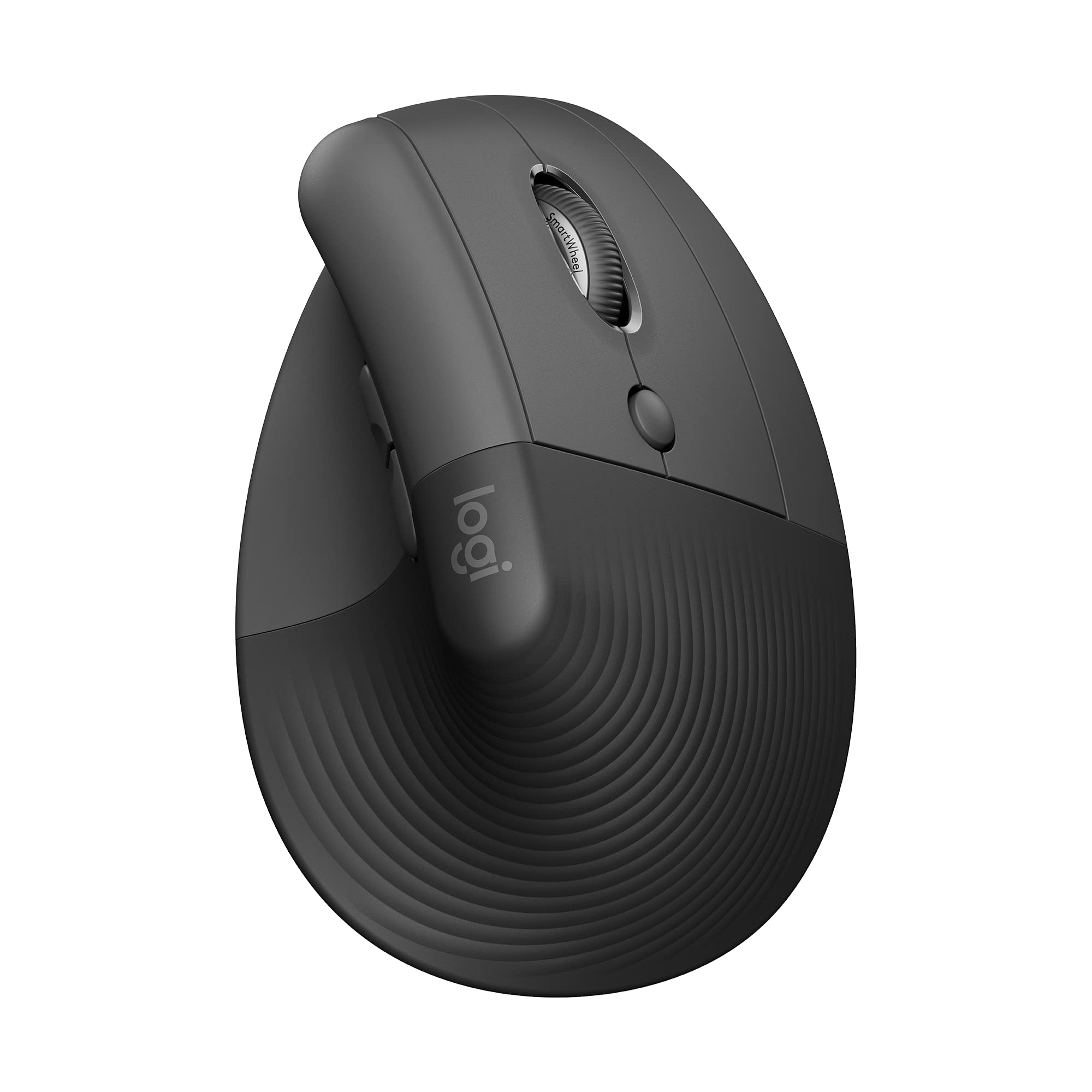 Mouse Sem Fio Logitech Lift Vertical com Design Ergonômico para Redução de Tensão Muscular, Cliques Silenciosos, Conexão Bluetooth ou USB Logi Bolt, Compatível com WindowsmacOSiPadOS - Grafite