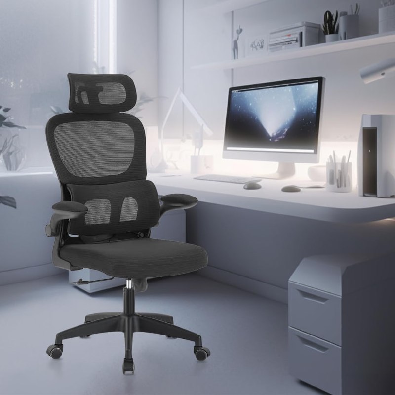 Cadeira de escritório design ergonômico com suporte lombar