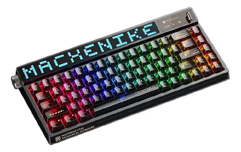 Teclado Machenike Kt68-b68w Pro Gateron Yellow Com Rgb Preto Transparente Inglês Us