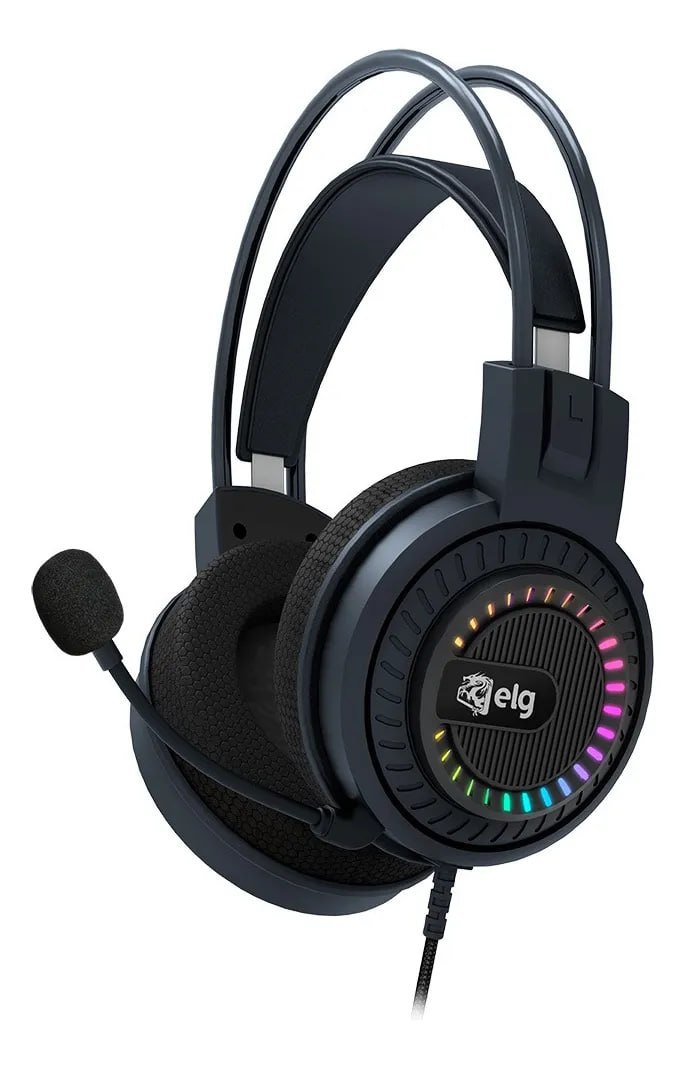 Headset Gamer Mizar ELG, 3D Surround 7.1, Drivers de 50mm, Microfone Omnidirecional, Earpads de Malha Esportiva, Iluminação RGB, Preto, HGMZ