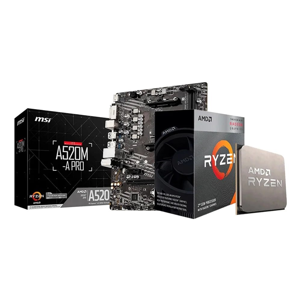 Processador AMD Ryzen 3 3200G  Placa-Mâe MSI A520M-A PRO