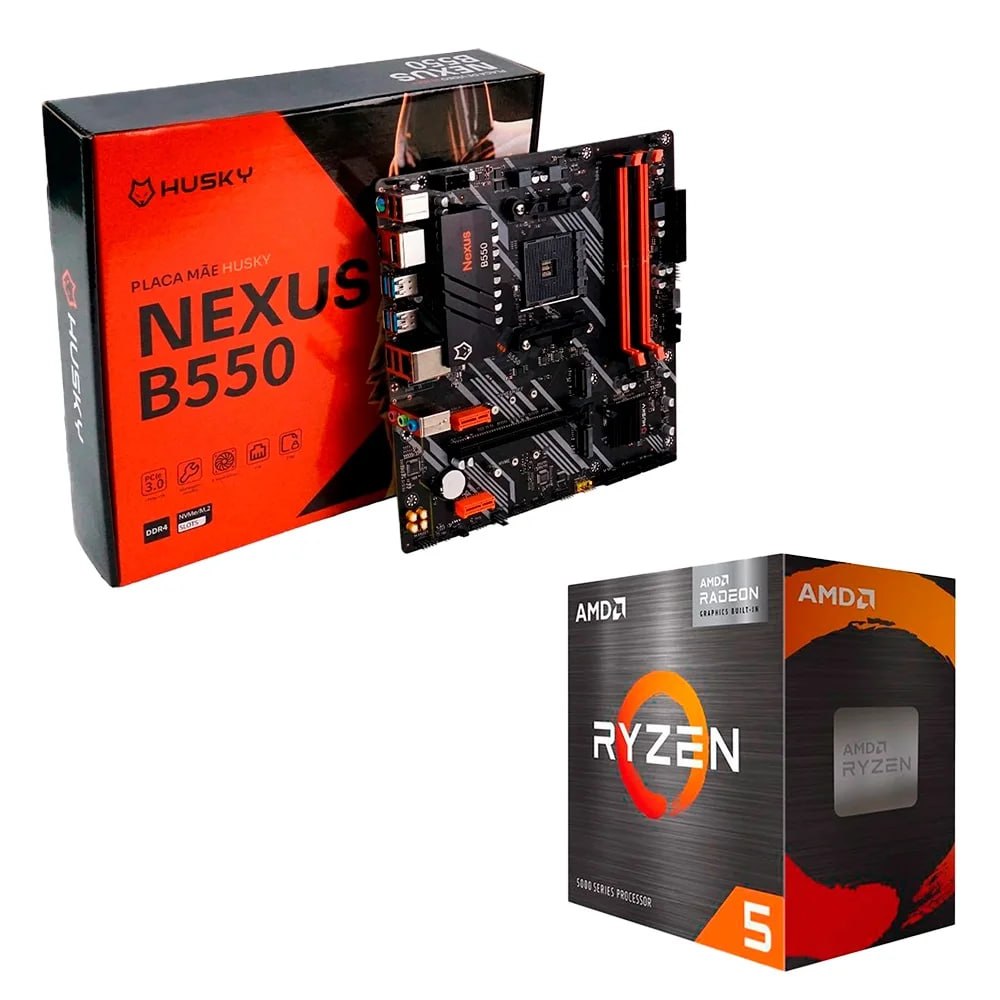 Kit Processador AMD Ryzen 5 5600GT  Placa-Mãe Husky Nexus B550