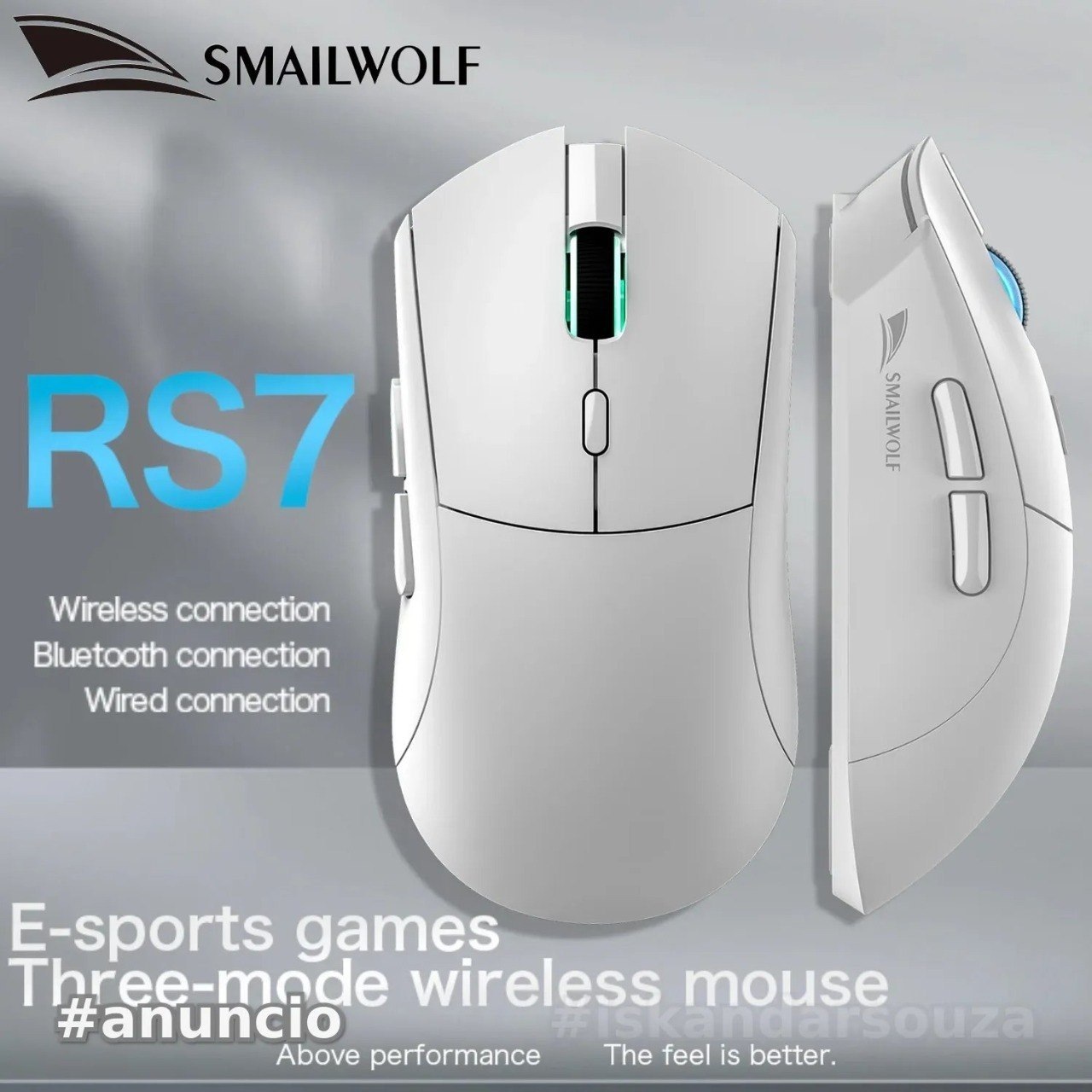 SMAILWOLF RS7, Sensor PAW3311 mouse gamer sem fio rs 7 Sensor Paw 3311 - 3 cores disponíveis