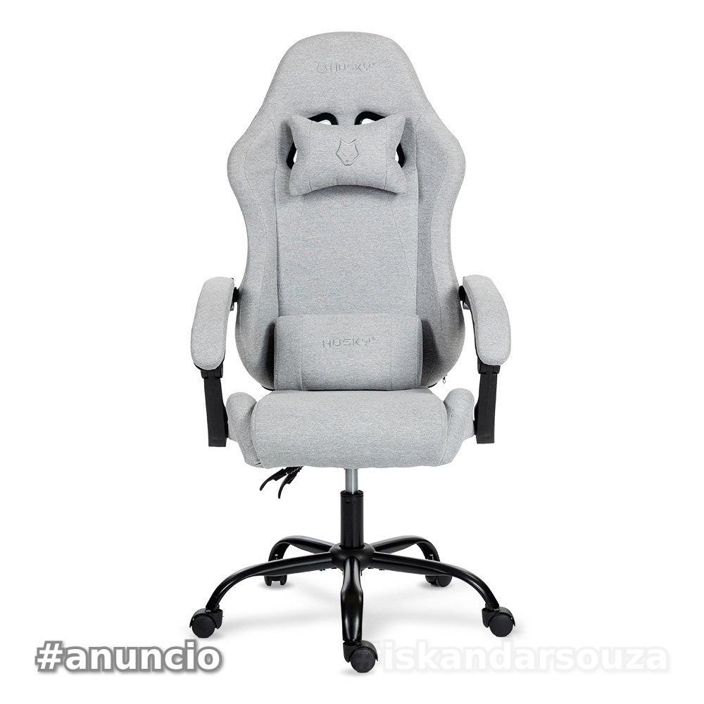 Cadeira Gamer Husky Storm 100, até 120kg, almofadas, reclinável 135, Cinza