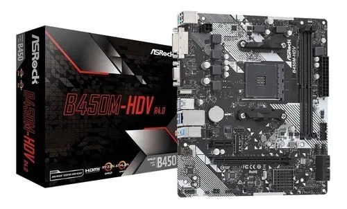 Placa Mãe Asrock B450m-hdv R4.0 B450 Amd Am4 Matx Ddr4 Preto