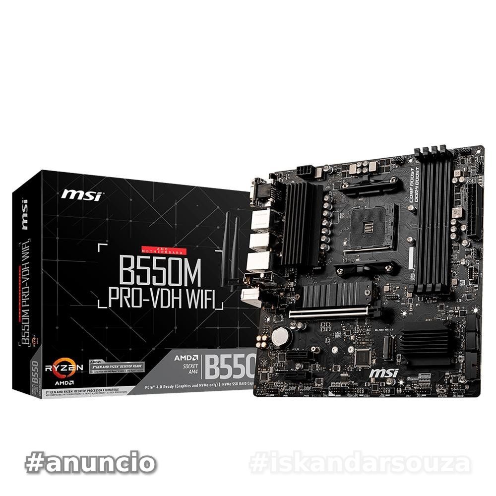 Placa-Mãe MSI B550M Pro-VDH WiFi, AMD AM4, mATX, DDR4, Preto - B550M PRO-VDH WIFI