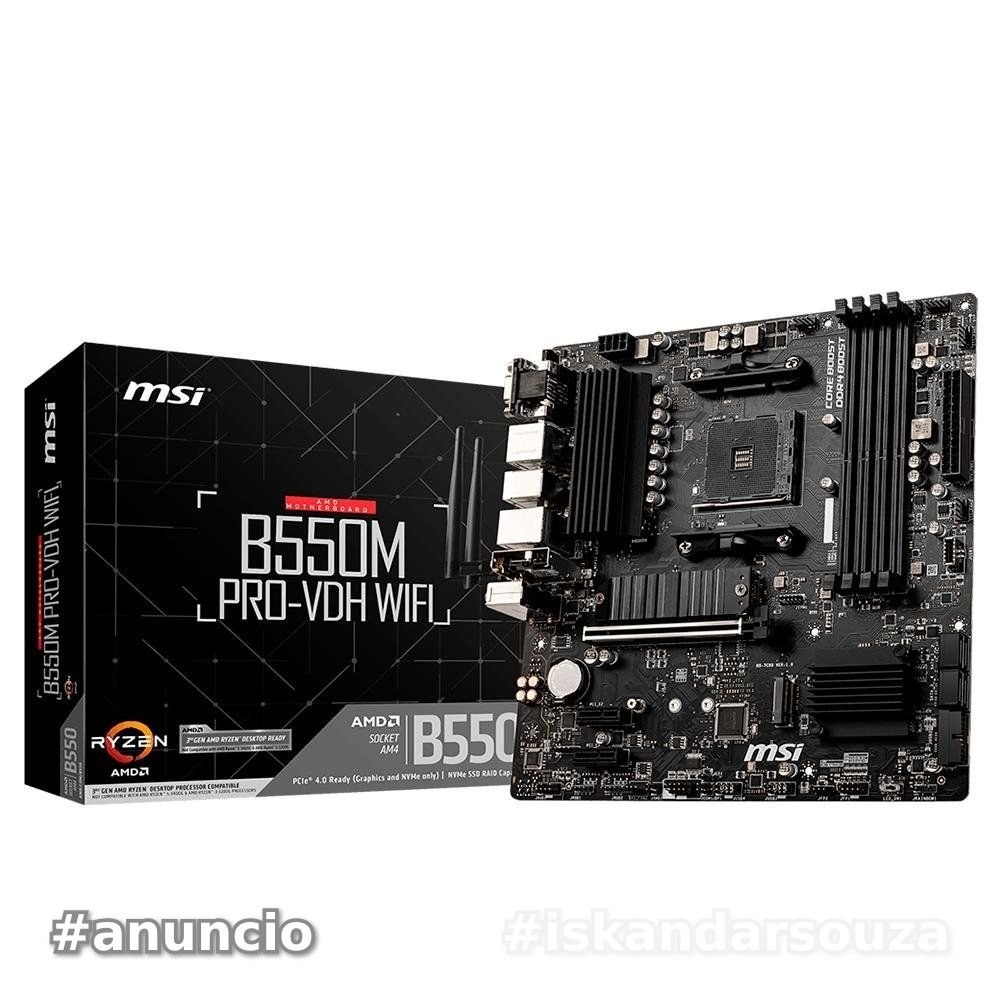 Placa-Mãe MSI B550M Pro-VDH WiFi, AMD AM4, mATX, DDR4, Preto - B550M PRO-VDH WIFI