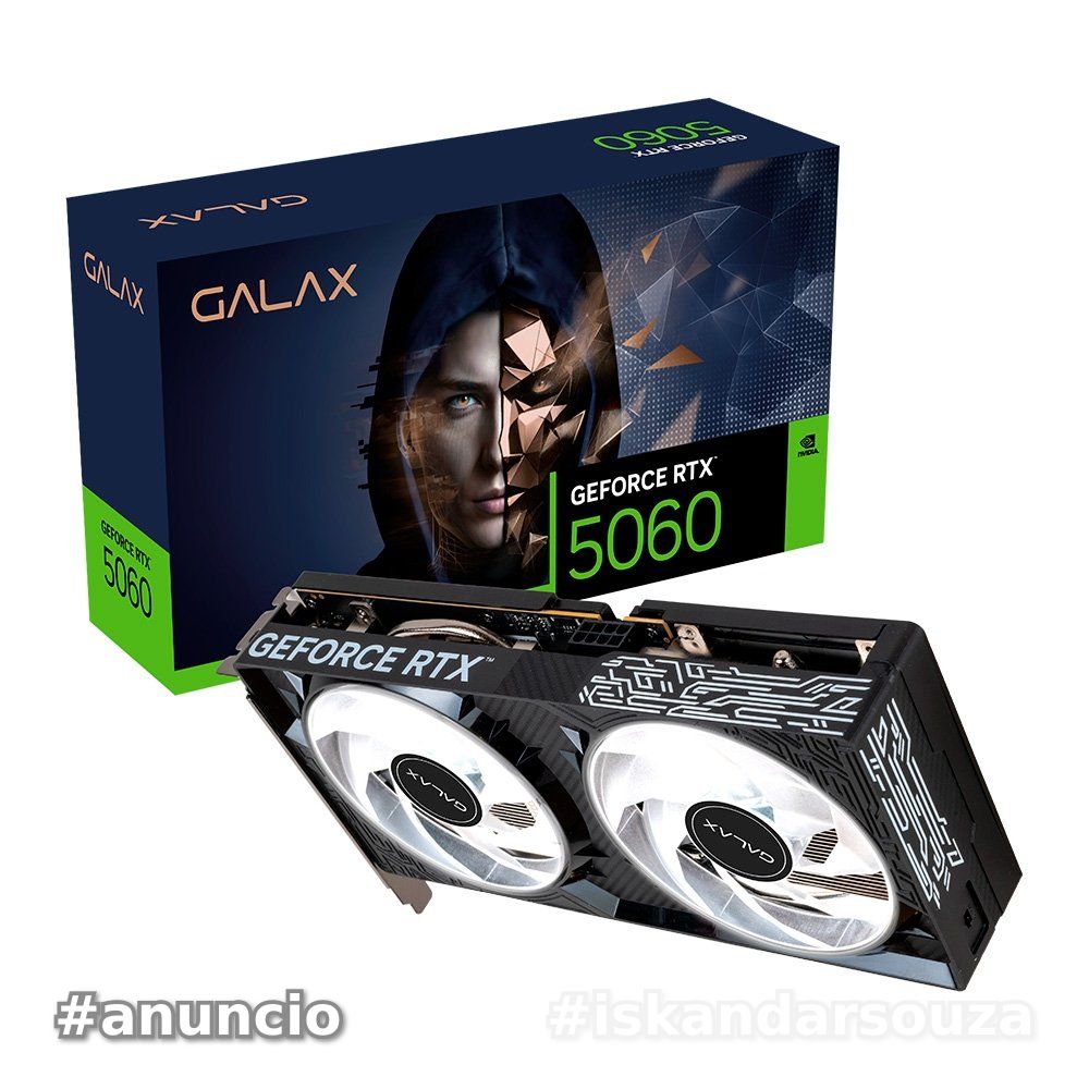 Placa de Vídeo GALAX NVIDIA GeForce RTX 5060 1-Click OC TECLAB Lite, 8GB