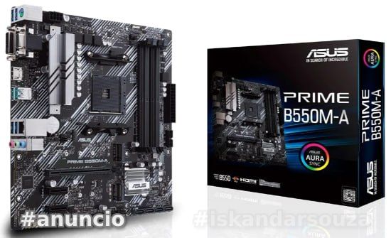 Placa-Mãe ASUS PRIME B550M-A, AMD AM4, mATX, DDR4, Preto - 90MB15K0-M0EAY0  Modelo sem wifi