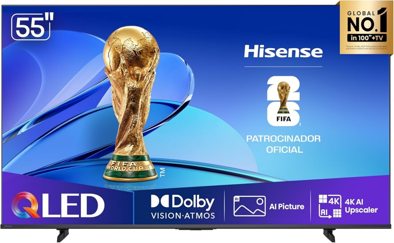 Hisense Smart TV UHD 4K QLED 55 Polegadas 55Q6QV com HDR10, Dolby Atmos, Sports Mode, Game Mode Plus e Compatível com Alexa