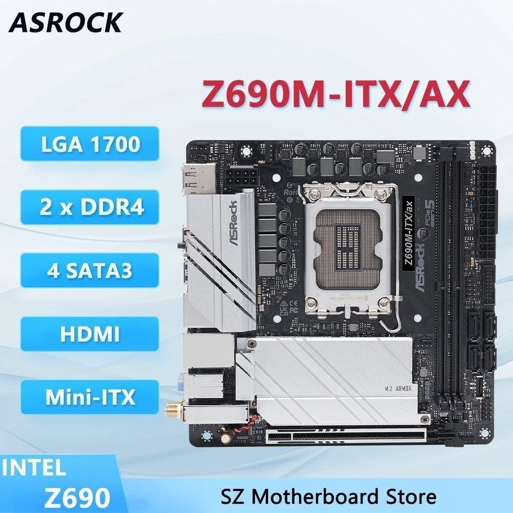 Placa mãe Z690M ITX - AX Asrock Lga1700 DDR4 Usada
