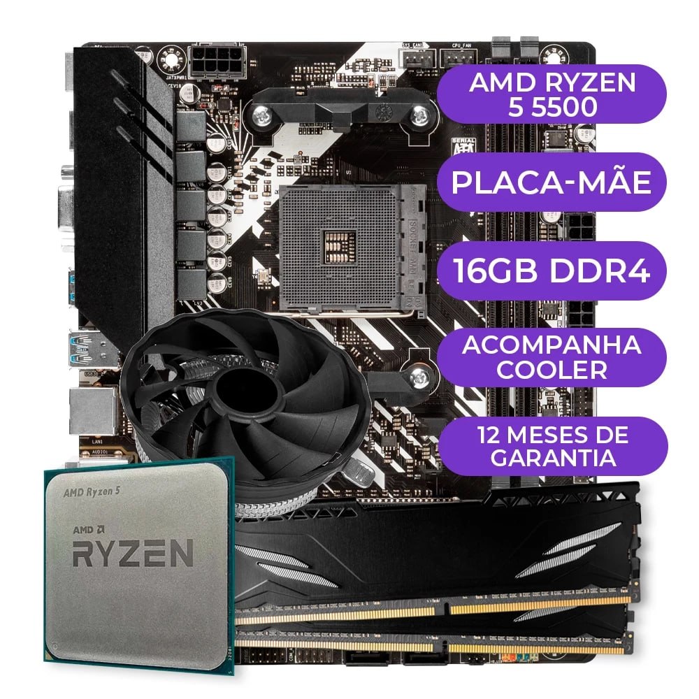 Kit Upgrade Gamer AMD Ryzen 5 5500  B450M  16GB DDR4