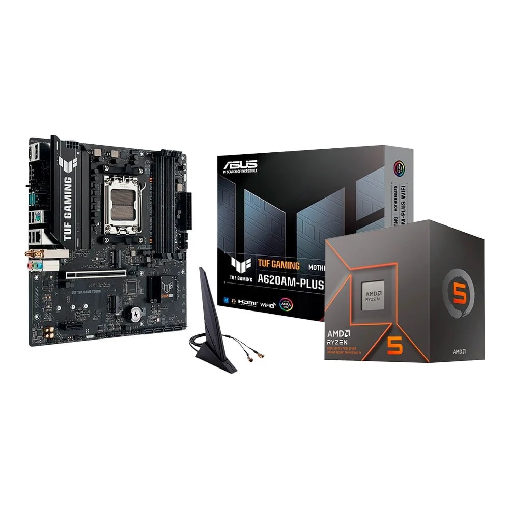Processador AMD Ryzen 5 8500G  Placa Mãe ASUS TUF GAMING A620AM-PLUS WIFI