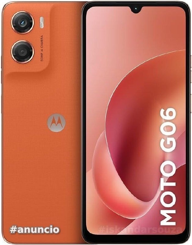 Smartphone Motorola Moto g06-128GB 12GB 4GB RAM  8GB Ram Boost e Camera 50MP com AI Bateria de 5200 mAh Tela 6.9 - Laranja
