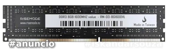 Memória RAM Gamer Rise Mode Value, 8GB, 1600MHz, DDR3L, CL11, Preto - RM-D3-8G1600VL