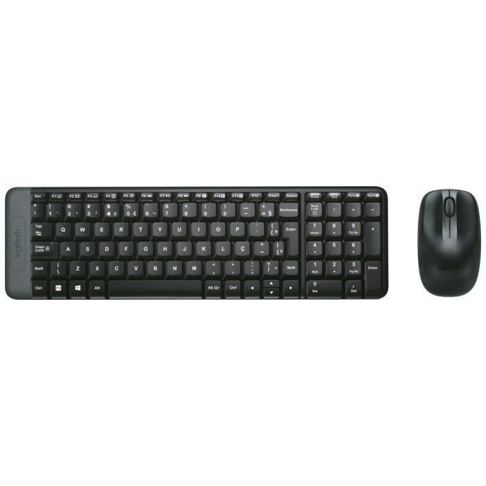 Combo Teclado e Mouse sem fio Logitech MK220 Layout ABNT2