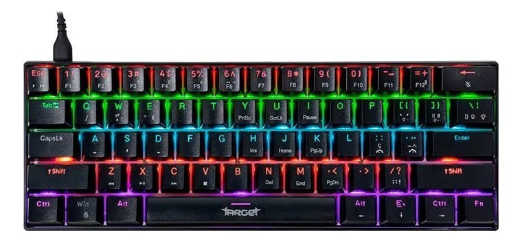 Teclado gamer TGT ABNT2 Blue português cor preto com luz rainbow