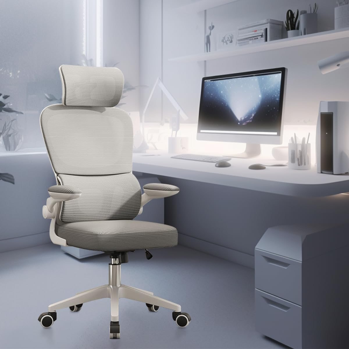 Cadeira de escritório, design ergonômico com suporte lombar independente