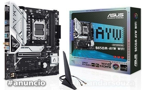 Placa Mãe Asus B650M-AYW WiFi, DDR5, Socket AMD AM5, M-ATX, Chipset AMD B650 - B650M-AYW-WIFI