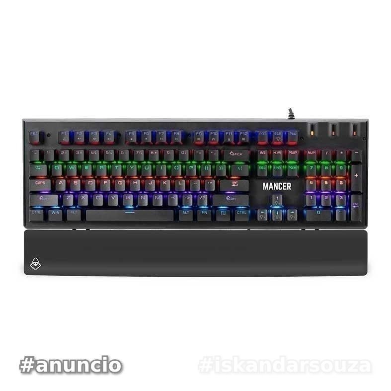 Teclado Mecanico Mancer Tharix, Rainbow, ABNT2, Switch Vermelho, Preto, MCR-THX-RBW01