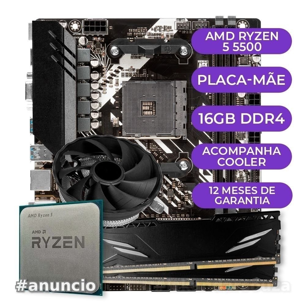 Kit Upgrade Gamer AMD Ryzen 5 5500  B450M  16GB DDR4