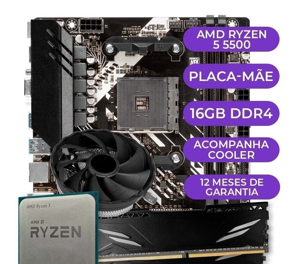 Kit Upgrade Gamer AMD Ryzen 5 5500  B450M  16GB DDR4