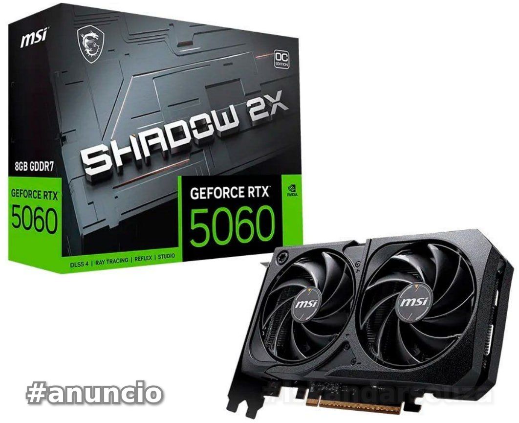 Placa de Vídeo MSI RTX 5060 Shadow 2X OC NVIDIA GeForce, 8GB, GDDR7, 128-bit - 912-V537-038
