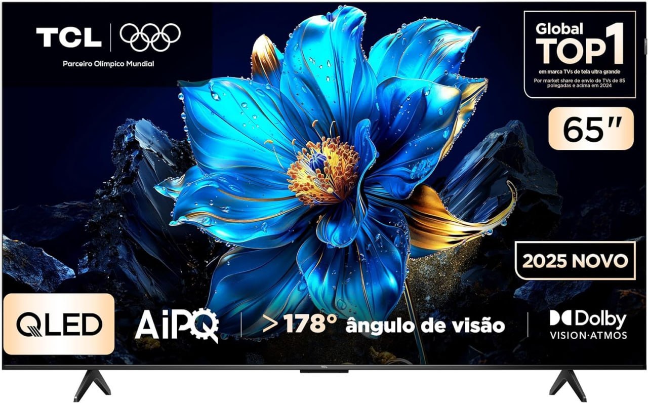 Smart TV TCL 65 Polegadas QLED 4K P7K WiFi Bluetooth Google TV HDR10 Dolby Atmos Dolby Vision 65P7K