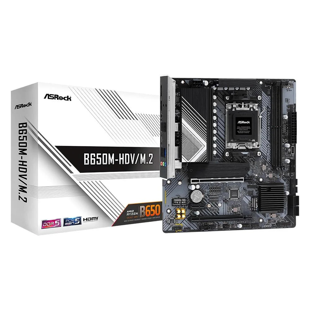 Placa-Mãe ASRock B650M-HDVM.2, AMD B650, mATX, DDR5, Preto - 90-MXBLA