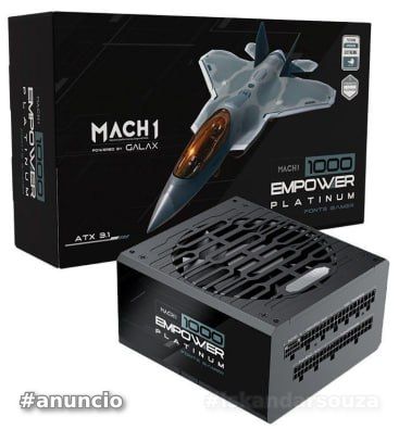 Fonte MACH1 EMPOWER, 1000W, 80 Plus Platinum, Modular, PFC Ativo, Preto - 1000EMPOWER