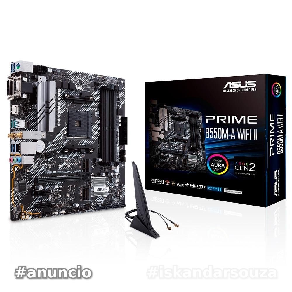 Placa Mãe Asus Prime B550M-A, Wi-Fi II - 90MB19X0-M0EAY0