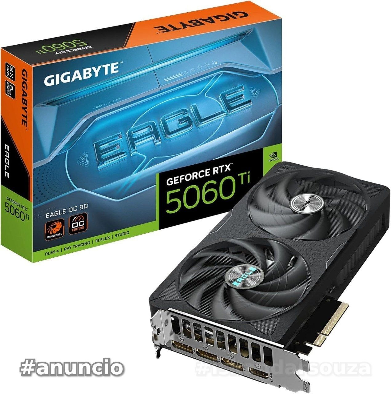 Gigabyte Placa gráfica GeForce RTX 5060 Ti Eagle OC 8G - 8 GB GDDR7, 128 bits, PCI-E 5.0, 2617 MHz Core Clock, 3 x DisplayPort, 1 x HDMI, GV-N506TEAGLE OC-8GD
