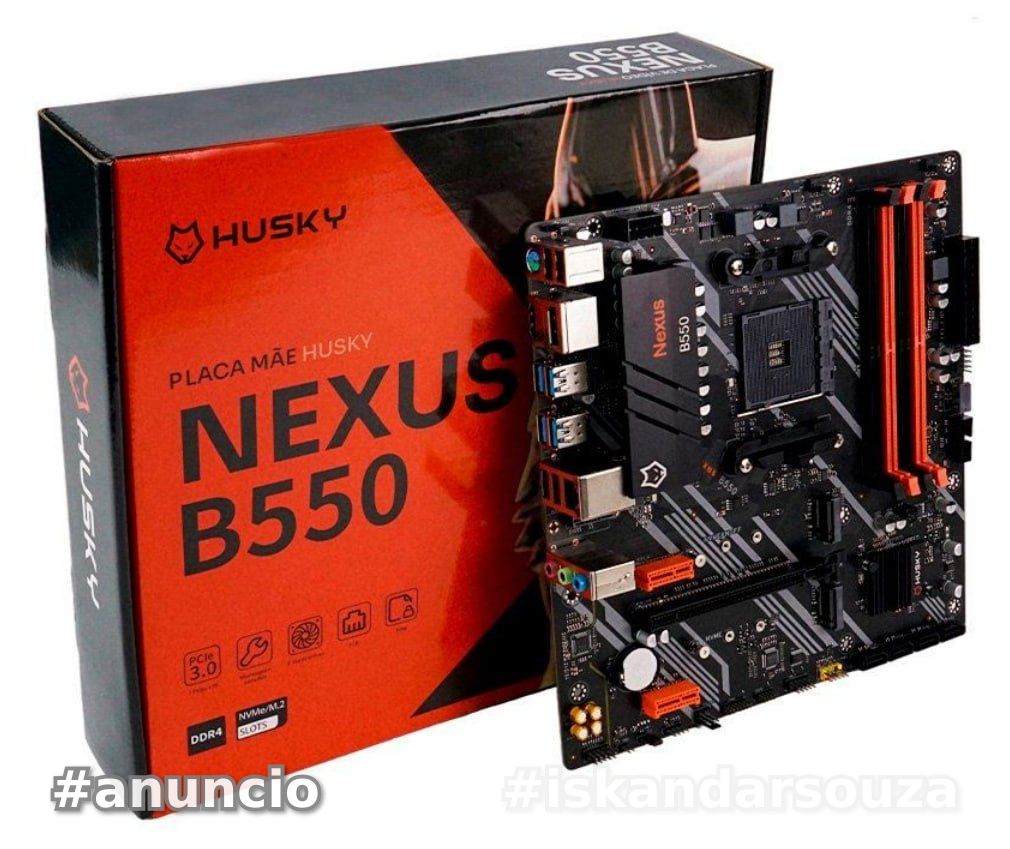Placa-Mãe Husky Nexus B550, M.2 NVMe, DDR4 3200MHz, Ryzen 50003000, Micro-ATX, HDMIDP, 64GB Dual Channel - HPM550
