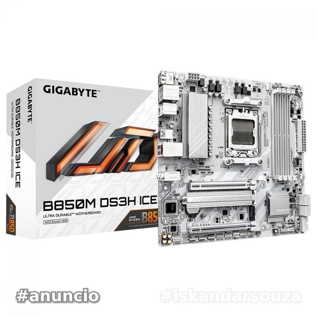 Placa Mãe Gigabyte B850M DS3H ICE, Chipset B850, AMD AM5, M-ATX, DDR5